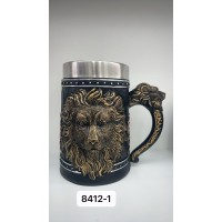Büyük Boy Aslan Motifli Çelik Kupa Bardak Kod 8412-1