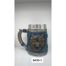 Büyük Boy Mavi Kurt Motifli Çelik Kupa Kod 8410-1