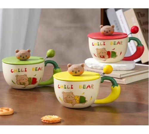 Chili Bear Kapaklı Kaşıklı Bardak