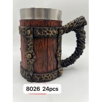 Büyük Boy Eskitme Motifli Çelik Kupa Kod 8026