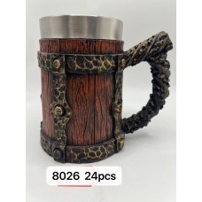 Büyük Boy Eskitme Motifli Çelik Kupa Kod 8026