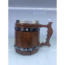 Ahşap Fıçı Şeklinde Çelik Kupa Kod 23006