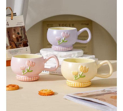 Lale Motifli Seramik Bardak