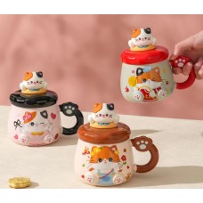 Kedi Desenli Figürlü Seramik Bardak